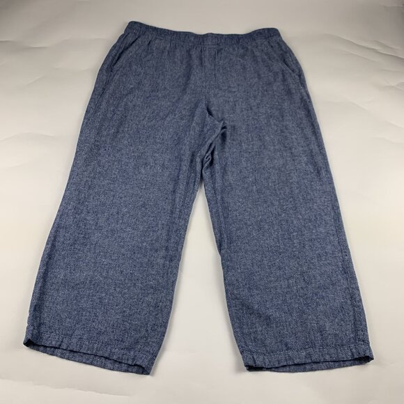 Old Navy Blue Chambray Linen Blend High Rise Wide Leg Lounge Pant XL - Picture 1 of 8